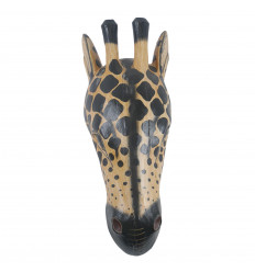 Destockage Masque / Trophée Tête de Girafe 50cm en bois. Modèle 1