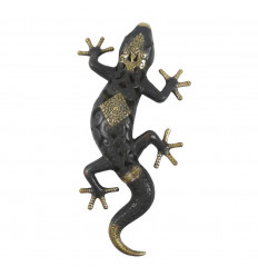 Salamandre / Gecko en bronze 33cm. Statue déco artisanat du monde.