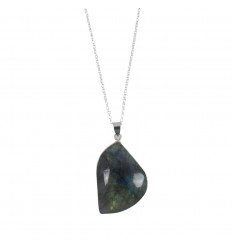 Silver necklace - natural Labradorite stone pendant