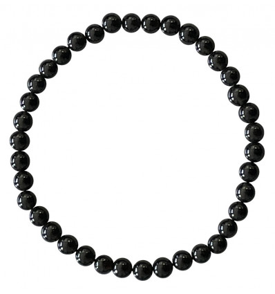 Natural Black Obsidian Bracelet - 4mm Balls