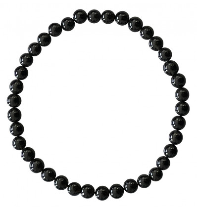 Bracelet Obsidienne noire naturelle - boules 4mm