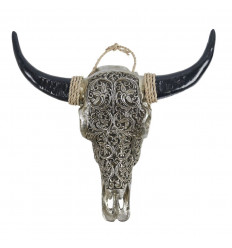 Silver finish buffalo skull - Bohemian chic wall decoration