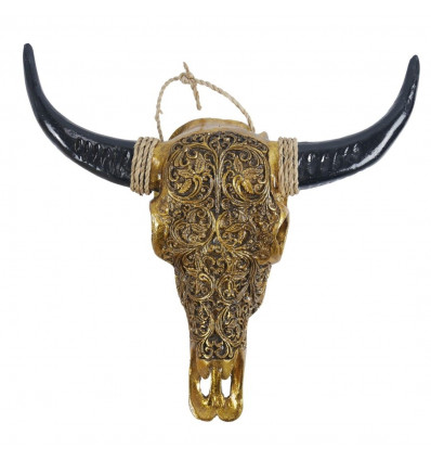 Skull of plyh sculpted gold finish - Bohemian chic wall decoration
