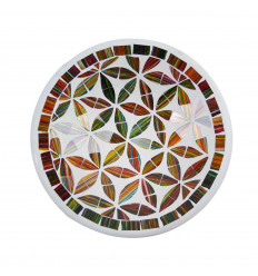 Piatto - 23cm in Terracotta e Mosaico di Vetro - Multicolore