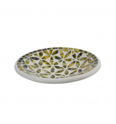 Piccolo piatto - 20cm terracotta e mosaico di vetro - Colore Oro - Nero