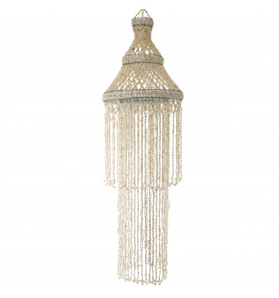 Pendant lamp in real white cowrie shells 110cm