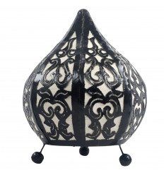 Moroccan style bedside lamp in black wrought iron and white fabric ⌀20cm