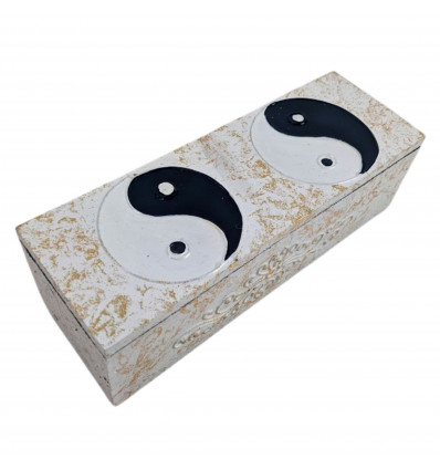 White wooden box for incense, tea or jewelry - Yin Yang