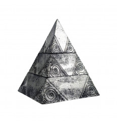 Boîte à bijoux argentée décor spirale forme pyramide