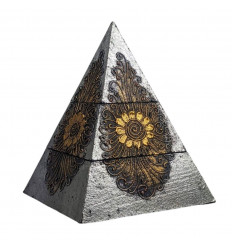 Boîte à bijoux Pyramide 25cm - Décor Floral Or & Argent