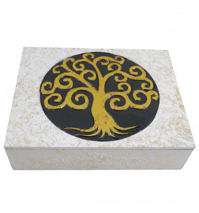 Wooden box pattern Tree of Life 30x24cm - Black color - Gold