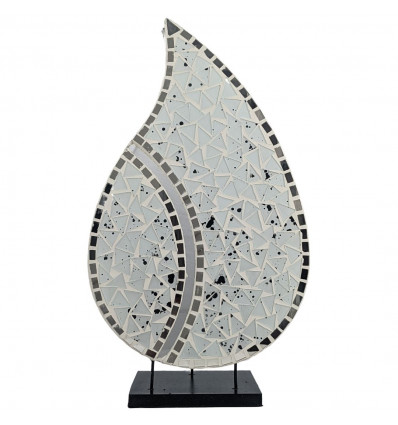 Lampada Mosaico in Vetro 45cm - Forma a Foglia Bianco