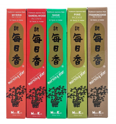 Bouquet "Purification" Morning Star - Assortiment de 250 bâtonnets d'encens Japonais (5 parfums)