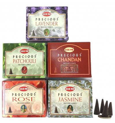 Cones incense natural indian Hem. Lot of 5 boxes not expensive. 5 perfumes.