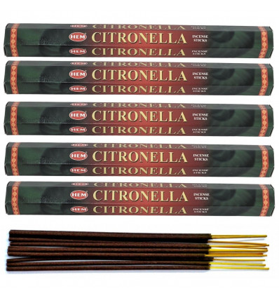 Lot 100 bâtons d'Encens Indien Naturel Citronnelle (Citronnella) HEM