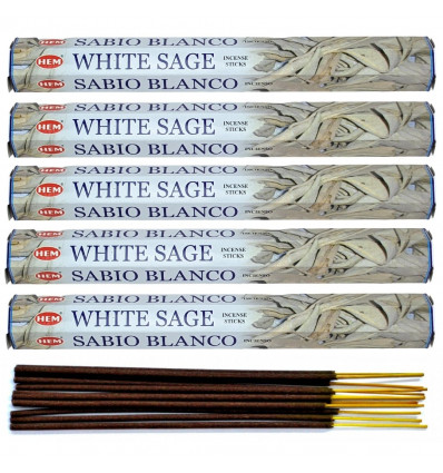 Lot 100 bâtonnets Encens Indien Naturel Sauge Blanche (White Sage) HEM