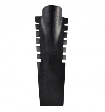 Destocking! Espositore busto con collane dentellate in legno massello nero 50cm