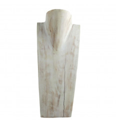 Destocking! Bust - Necklace display in solid wood white cerusé 35cm