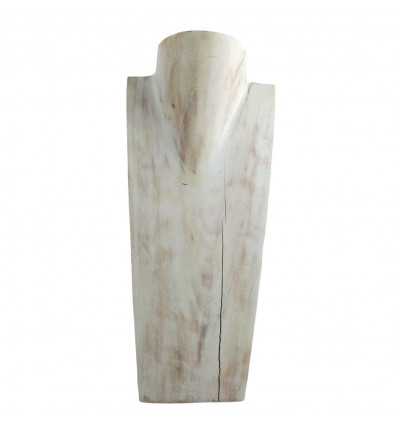 Destocking! Bust - Necklace display in solid wood white cerusé 35cm