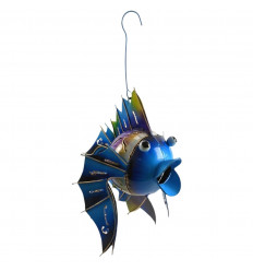 Photophore Metal fish to hang - Color Blue 20cm