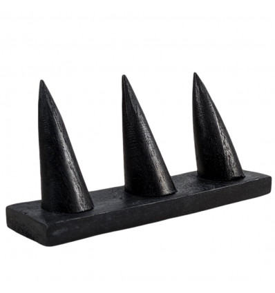 Portaanella in legno massello tinto nero / Espositore ad anello (3 coni)