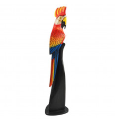 Parrot 50cm in hand painted wood - Color Red, Blue and Yellow