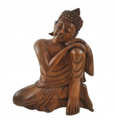 Statua del Buddha Pensatore in legno intagliato