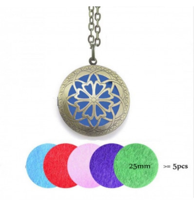 Aromatherapy necklace with pendant diffuser of fragrance, gold.