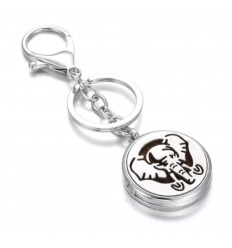 Silver Aromatherapy Keychain - Elephant Pattern Fragrance Diffuser
