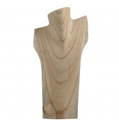 Destocking! Bust display with necklaces in raw solid wood 30cm