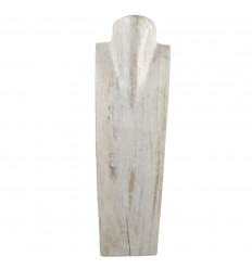 Destocking! Speciale espositore collane lunghe 50cm - Busto in legno massello cerusé bianco