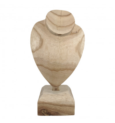 Downgraded - Espositore busto con collari a piedi in legno massello grezzo 30cm