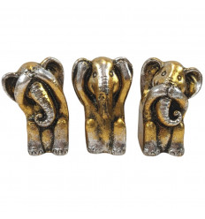 Ninnoli i 3 elefanti della Saggezza 10cm dorati