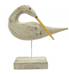 Large seagull statuette in patinated wood 25cm - Decoration Bord de Mert to pose