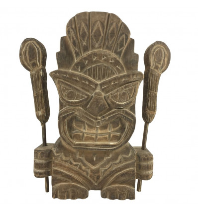 Totem Tiki Protector "Koh Pha Ngan" aged wood 30cm
