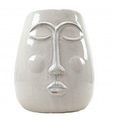 Vase or Pot Cover Buddha Head in Artisanal Ceramic 25cm
