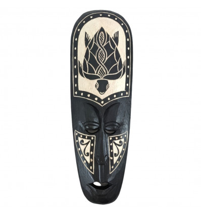 Maschera africana 50cm in legno nero intagliato - Fantasia tartaruga