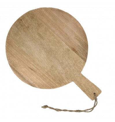 Wooden Round Cutting Aperitif Board with Handle and Jute Rope