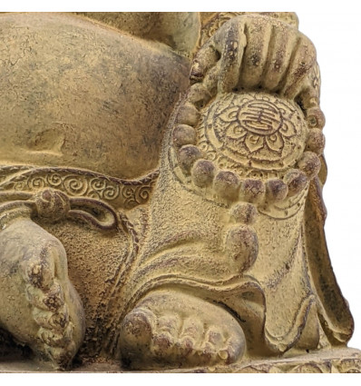 Statue en pierre de bouddha rieur moine oriental jardin extérieur décoration  ornement -  France