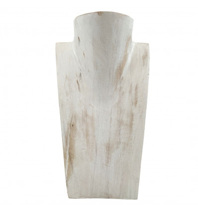 Downgraded - Espositore busto con collane in legno massello cerusé bianco 25cm