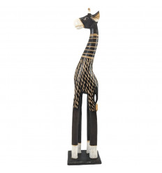 Giraffe Statue in Artisanal Wood, Exotic Decoration African Savannah
