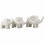 3 Éléphants Porte-Bonheur - Statuettes en bois blanc patiné 14/16/18cm