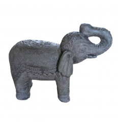 Grande Statua elefante in pietra grigia 50cm per giardino e outdoor