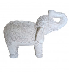 Statua del giardino dell'elefante in pietra bianca Decorazione esterna da 50 cm