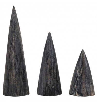Set di 3 coni di visualizzazione ad anello in legno - finitura "vintage black"