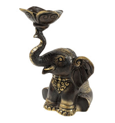 Statuette Incense Elephant in brass 12cm