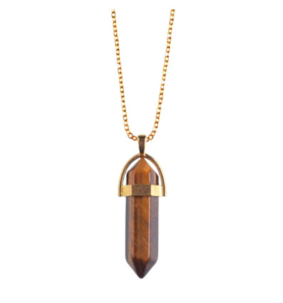 Natural Tiger's Eye Gold Pendant Pendant Necklace. Protection, Self-confidence.