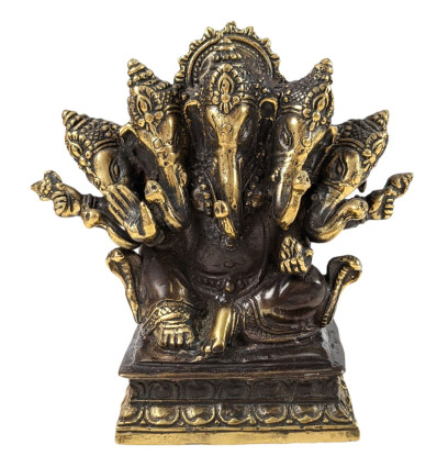 Ganesh statuette with 5 Brass Heads 13cm