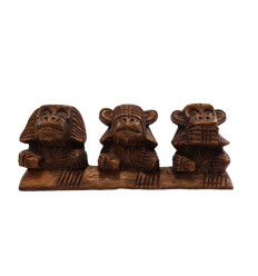 The 3 monkeys "secret of happiness". Statuette of solid...