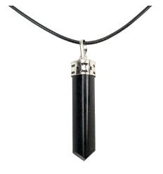 Protective necklace with polished black tourmaline pendant